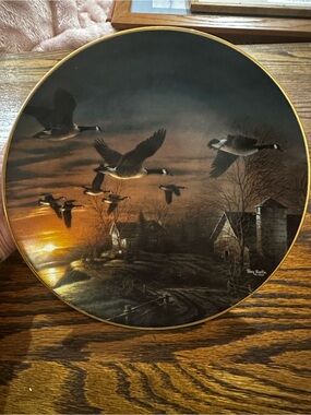 Flying Geese Sunset Wall Plate - Brown and Black-Terry Redlin